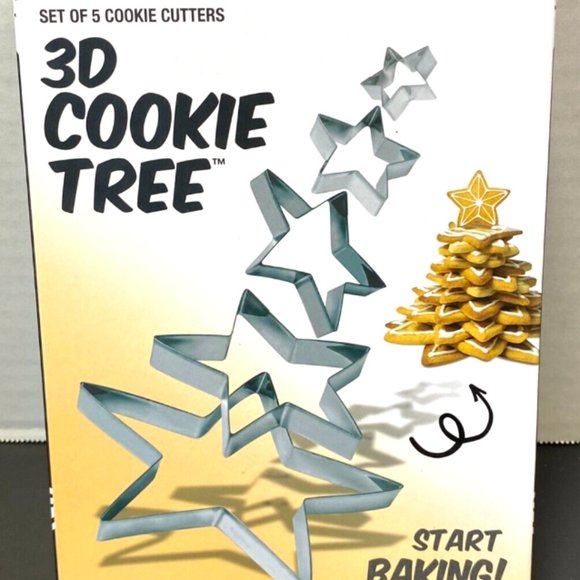 Christmas Cookie Cutters Holiday Baking Fun 3D Cookie Tree Set of Five NEW - Picture 1 of 11